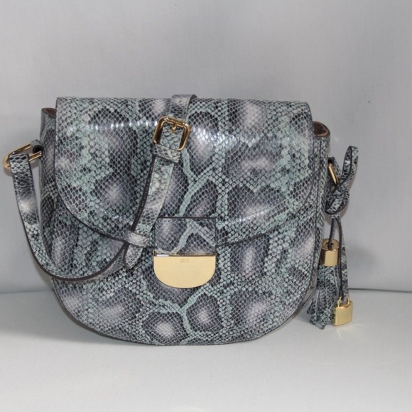 Handbags - 🌟HP! GILI Blue Cobra Leather Crossbody Saddle Bag